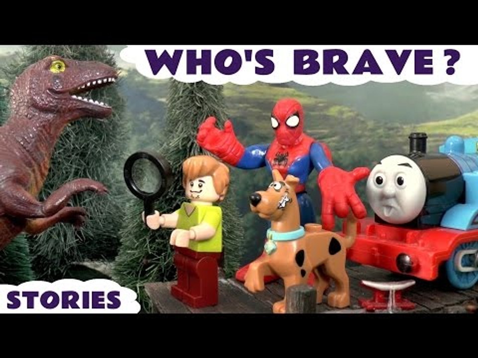 WHO'S BRAVE? --- Collection of scary toy stoies, including 'Watch out Scooby Doo' and Surprise Eggs, featuring Spiderman, Dinosaurs, Thomas and Friends, Play Doh, Paw Patrol, The Avengers,