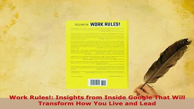 Download Work Rules Insights from Inside Google That Will Transform How You Live and Lead Download Full Ebook
