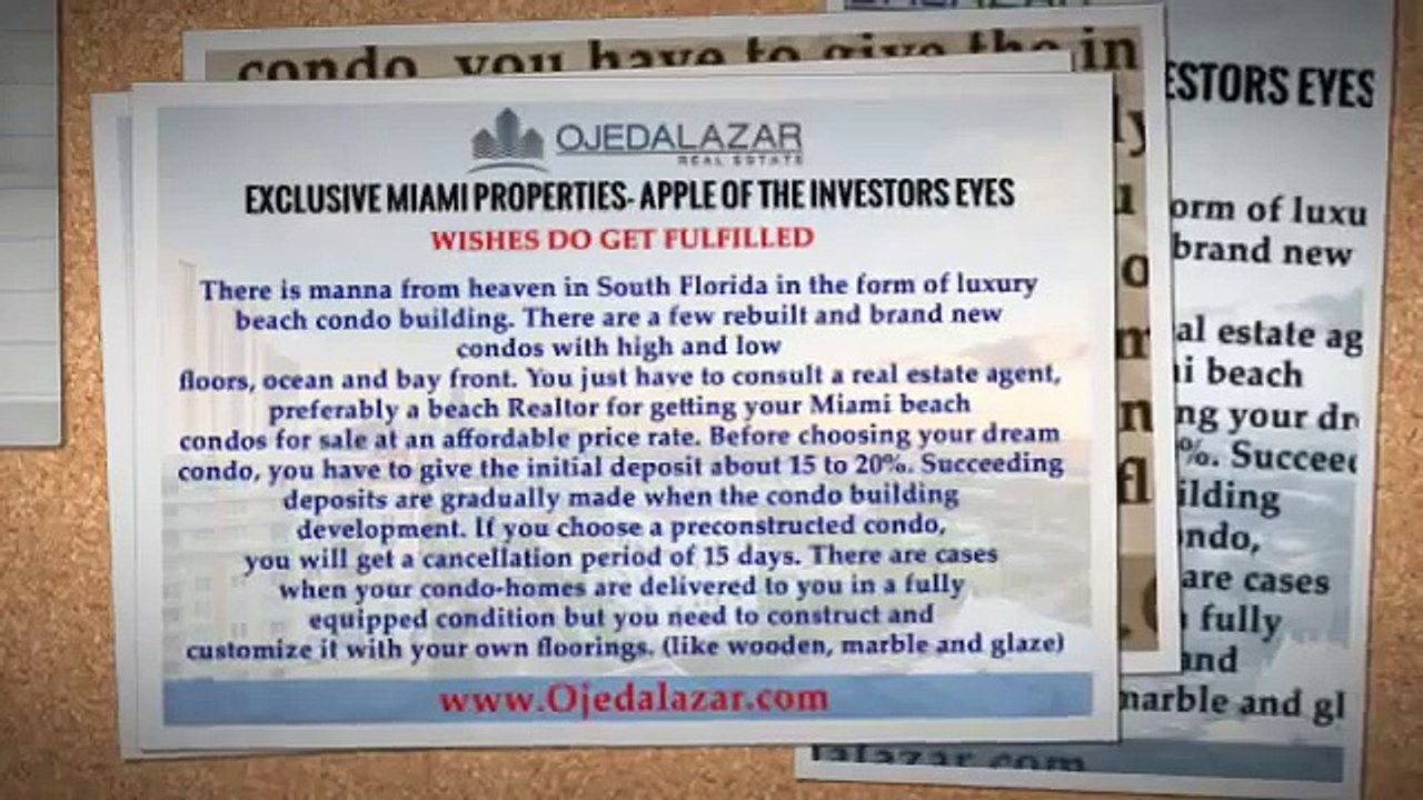 EXCLUSIVE MIAMI PROPERTIES - APPLE OF THE INVESTORS EYES