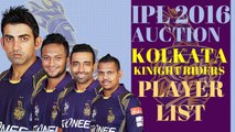 IPL 2016- Kolkata Knight Riders Player List  KKR Team 2016