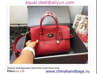 Mulberry Small Bayswater Satchel Red Real  Leather Replica for Sale