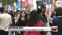 Korea's government debt-to-GDP ratio at 37.9% in 2015