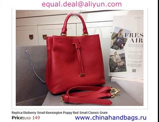 Mulberry Small Kensington Poppy Red Real Leather Replica for Sale