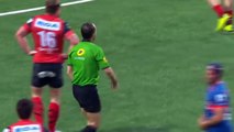 Tian Silvere takes a red having insulted and threatened Romain Poite
