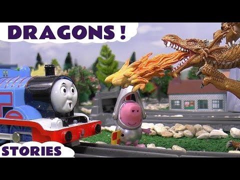 Thomas and Friends Dragons with Peppa Pig Minions and Play Doh | Toys Trains Stories Juguetes