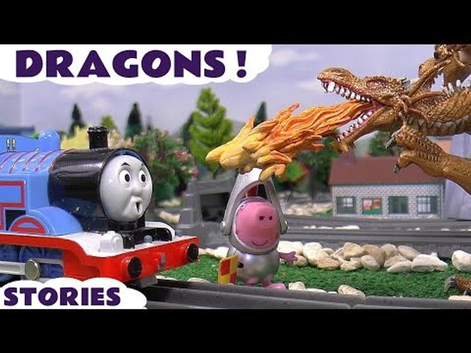 Thomas and Friends Dragons with Peppa Pig Minions and Play Doh | Toys Trains Stories Juguetes