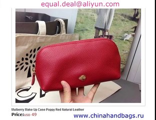 Mulberry Make Up Case Poppy Red Real Leather Replica for Sale