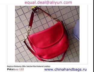 Mulberry Effie Satchel Red Real  leather Replica for Sale