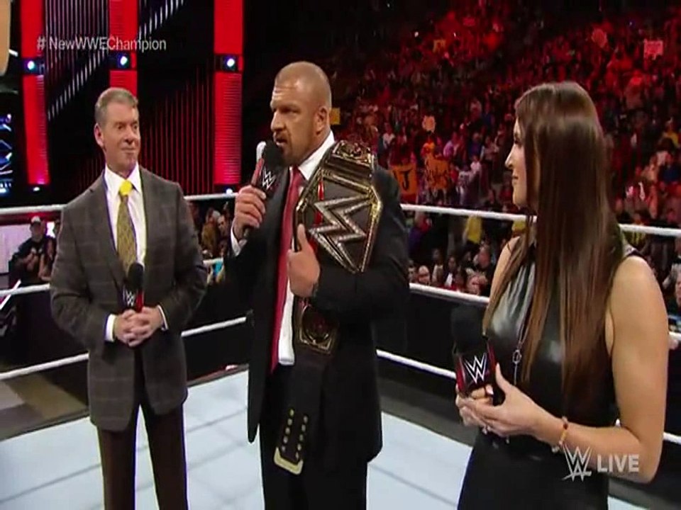 W.W. ENTERTAINMENTThe McMahon family celebrates Triple H's Royal Rumble Match victory-
