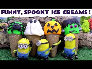 Скачать видео: Halloween Funny Minions Spooky Play Doh Ice Cream and Thomas and Friends | Spiderman Shopkins