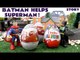 Batman helps Superman with Thomas and Friends Hiro collect Surprise Eggs | Kinder Avengers and Cars