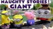 Giant Minions and Peppa Pig Thomas and Friends Naughty Stories | Juguetes de Peppa Pig Toy Trains