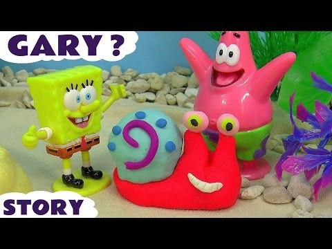 Spongebob Squarepants Play Doh Gary Story | Cars Star Wars Angry Birds Ariel Surprise Toys
