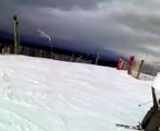 Aprendiendo a esquiar hacia atras