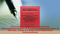 Read  Das Publizitaetsverhalten deutscher Aktiengesellschaften im Erlaeuterungsbericht gem  Ebook Free