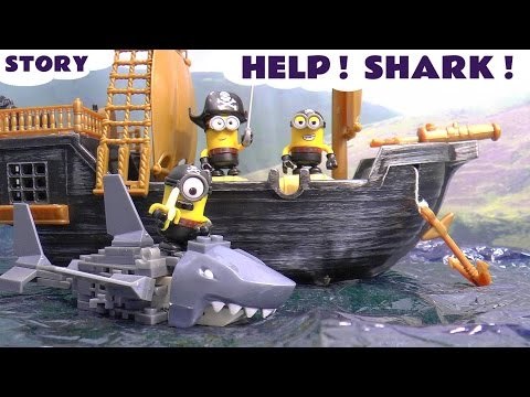 Funny Pirate Minions rescued by Paw Patrol | Mega Bloks Minions Shark Bait Treasure Set