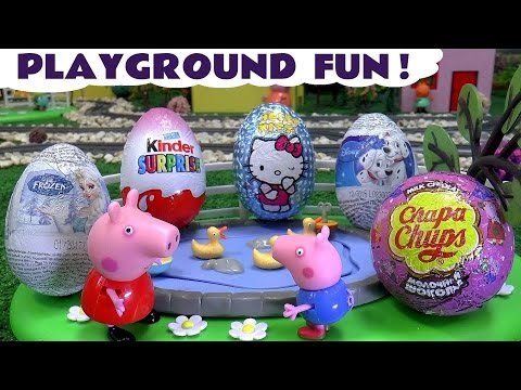 Peppa Pig Playground Fun Kinder Surprise Eggs Thomas The Tank Engine Hello Kitty Frozen Disney