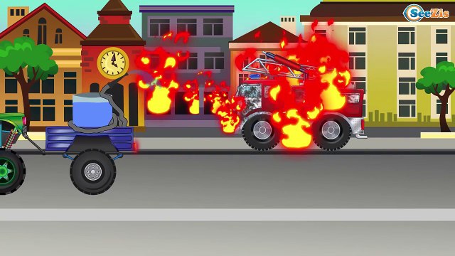 ✔ Voiture de police, Camion de pompiers, Le Camion Monstre pour enfants. Dessin animé v