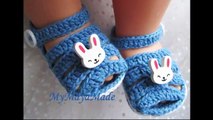 Patucos sandalias bebé ganchillo. Crochet baby sandals. Booties | Galicraft