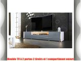 Meuble TV bas Marino V2 en Blanc / Gris en haute brillance