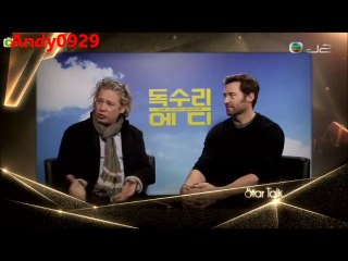 Hugh Jackman, And Dexter Fletcher Interview For The Movie Eddie The Eagle.
