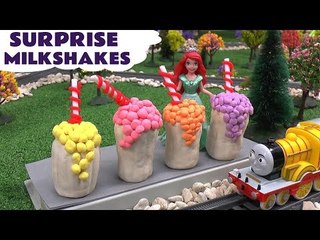 Frozen Olaf Thomas and Friends Play Doh Milkshake Surprises Elsa Cinderella Ariel Belle Play-Doh