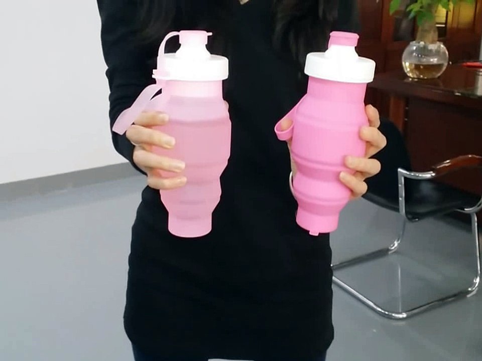 Girl Stand  Over the Collapsible Water Bottle