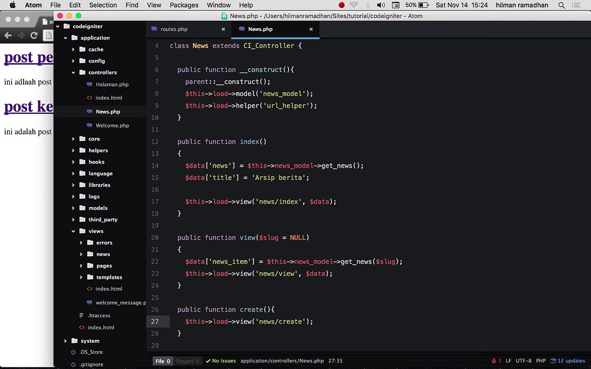 Memasukkan data di codeigniter