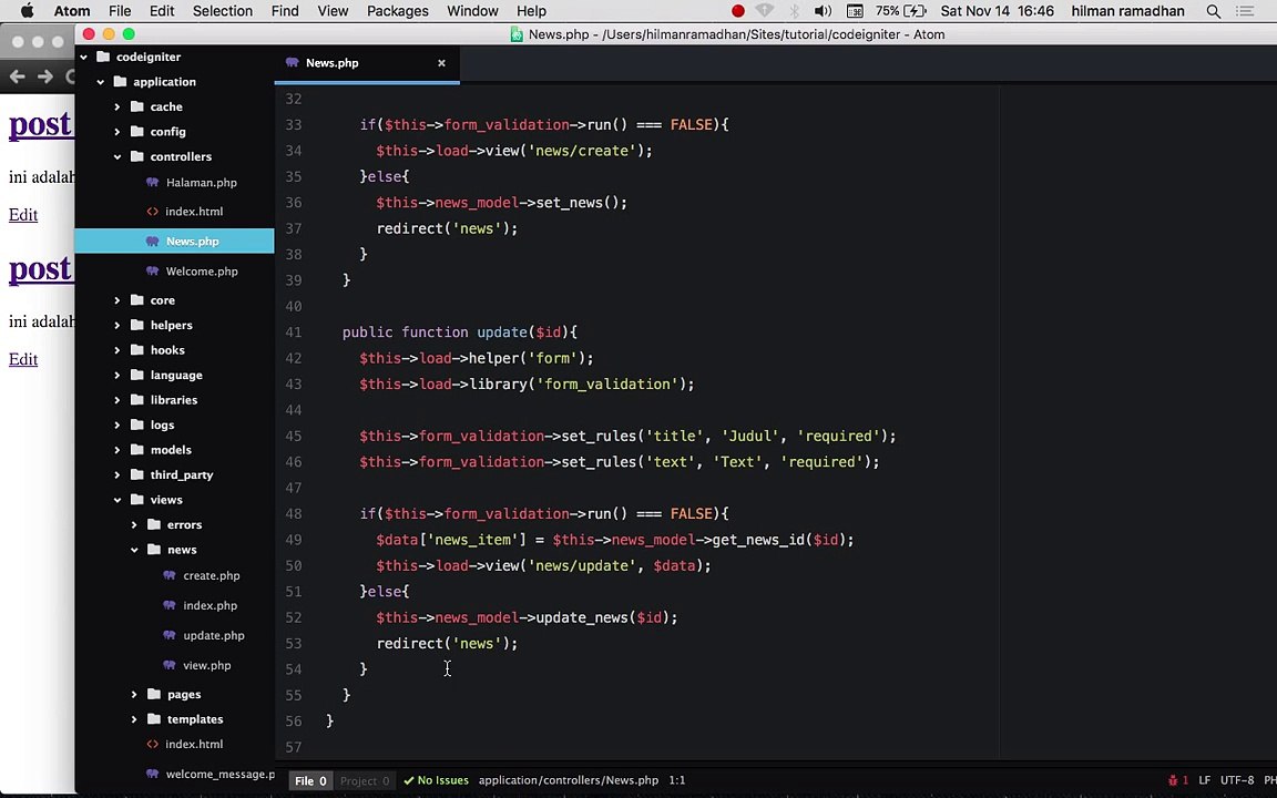Menghapus data di codeigniter