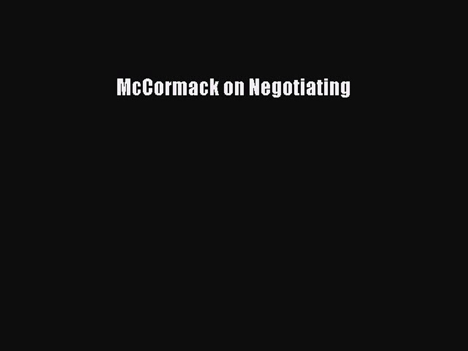 Download McCormack on Negotiating PDF Free