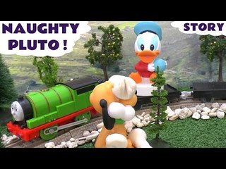 Disney Mickey Mouse Play Doh Thomas and Friends Naughty Pluto Musical Train Story With Donald Duck