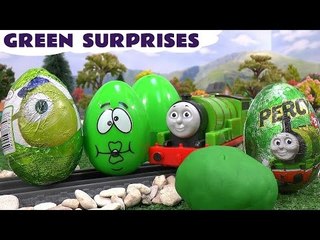 Tải video: Learn Colours Surprise Eggs Play Doh Thomas and Friends Cars Avengers Green Colors Toy Story Percy