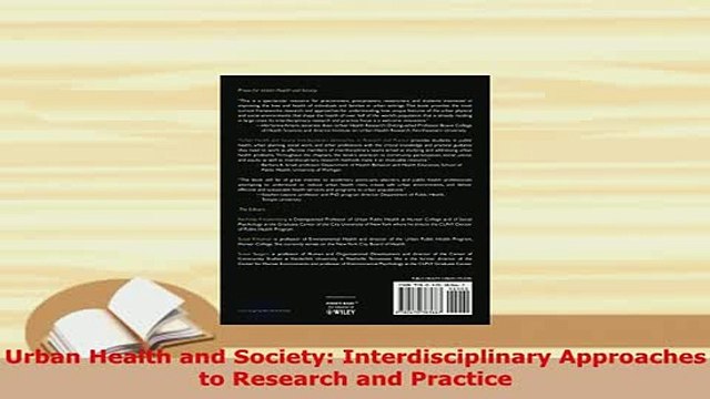 PDF Urban Health and Society Interdisciplinary Approaches to Research and Practice PDF Online