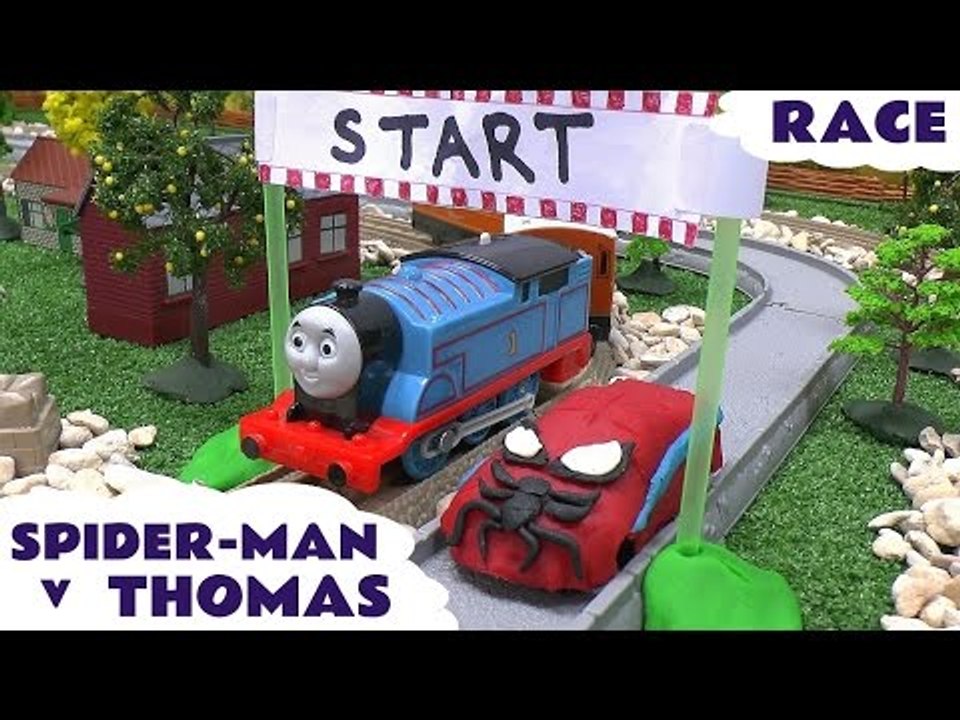 Spider-Man Races Thomas The Tank Engine Play Doh Toy Car Thomas Y Sus Amigos Super Hero Play-Doh