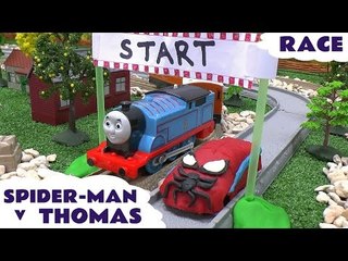 Spider-Man Races Thomas The Tank Engine Play Doh Toy Car Thomas Y Sus Amigos Super Hero Play-Doh