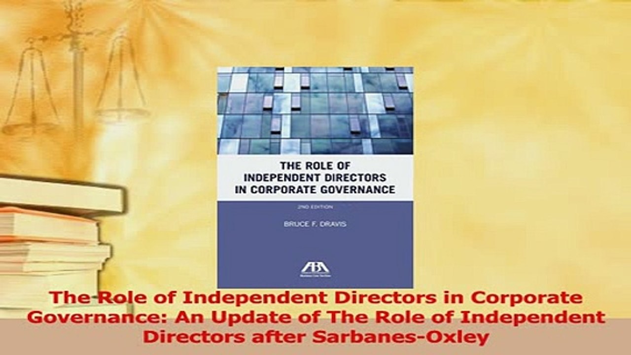Read  The Role of Independent Directors in Corporate Governance An Update of The Role of Ebook Free