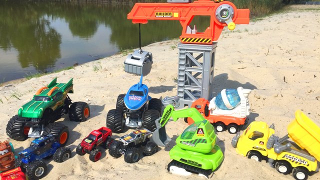 Мультик про машинки и строительную технику с игрушками СТРОИТЕЛЬСТВО ВОДНЫХ ГОРОК Машинки для детей