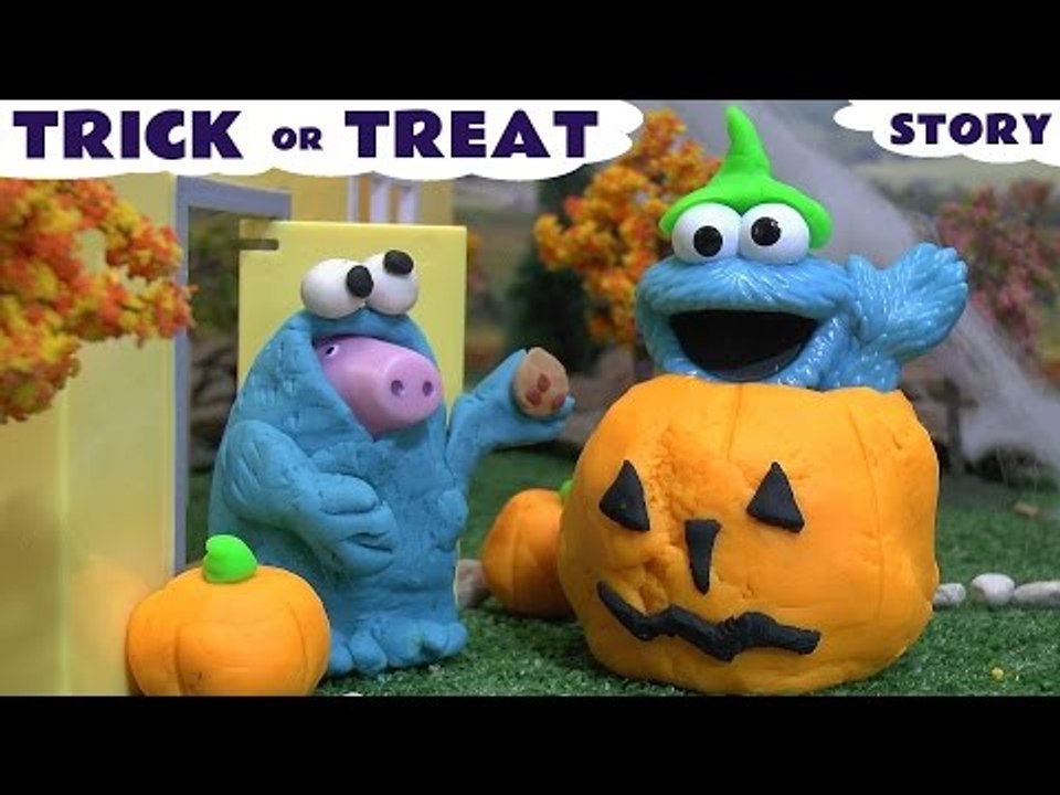 Peppa Pig Halloween Play Doh Trick Or Treat Halloween Costume Prank Story Cookie Monster Playdoh Toy