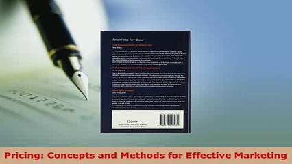 Download  Pricing Concepts and Methods for Effective Marketing PDF Online