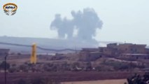 استهداف الطيران الروسي لحرش بلدة حيش في ريف ادلب الجنوبي