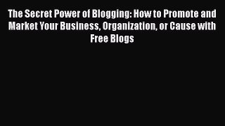 READ book The Secret Power of Blogging: How to Promote and Market Your Business Organization