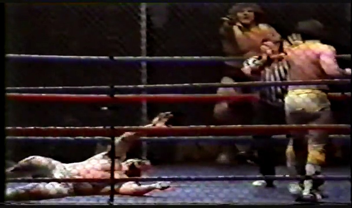 Brunzell and Gagne vs Adonis and Ventura (cage match)