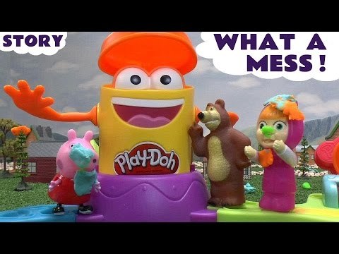 Play Doh Peppa Pig Masha i medved Pocoyo Frozen Маша и Медведь Diggin Rigs Story Launch Game Mess