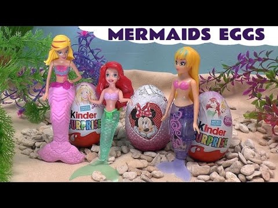 Kinder Princess Ariel Mermaid Surprise Eggs Barbie Frozen Play Doh Disney Princess Minnie Mouse