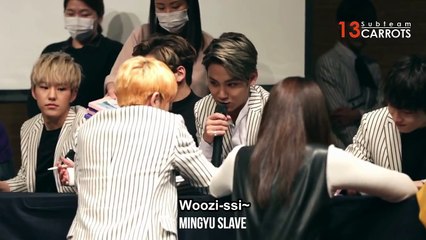 [VIETSUB][13carrots] 151024 Woozi & Mingyu Cheongryang ri Fansign Fancam