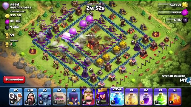 Clash Of Clans - 274 Lighting Spells Raid! [Level 5]