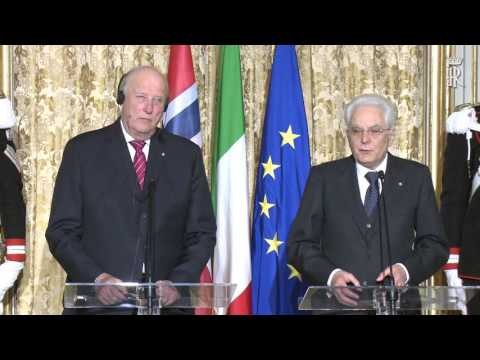 Roma - Dichiarazioni congiunte di Mattarella e Re Harald V di Norvegia (06.04.16)
