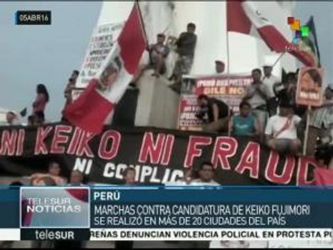 Peruanos se movilizan en rechazo a la candidatura de Keiko Fujimori