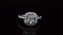 3.88 Ct  Cushion Cut Diamond Halo Engagement Ring Platinum GIA, F VS2