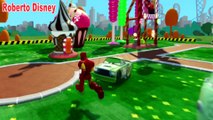 Cars Racing. Cars Disney Lightning McQueen on the race with Iron man Cars